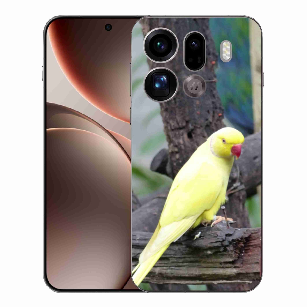 Gélový kryt mmCase na Oppo Find X9 Pro - papagáj alexander žltý