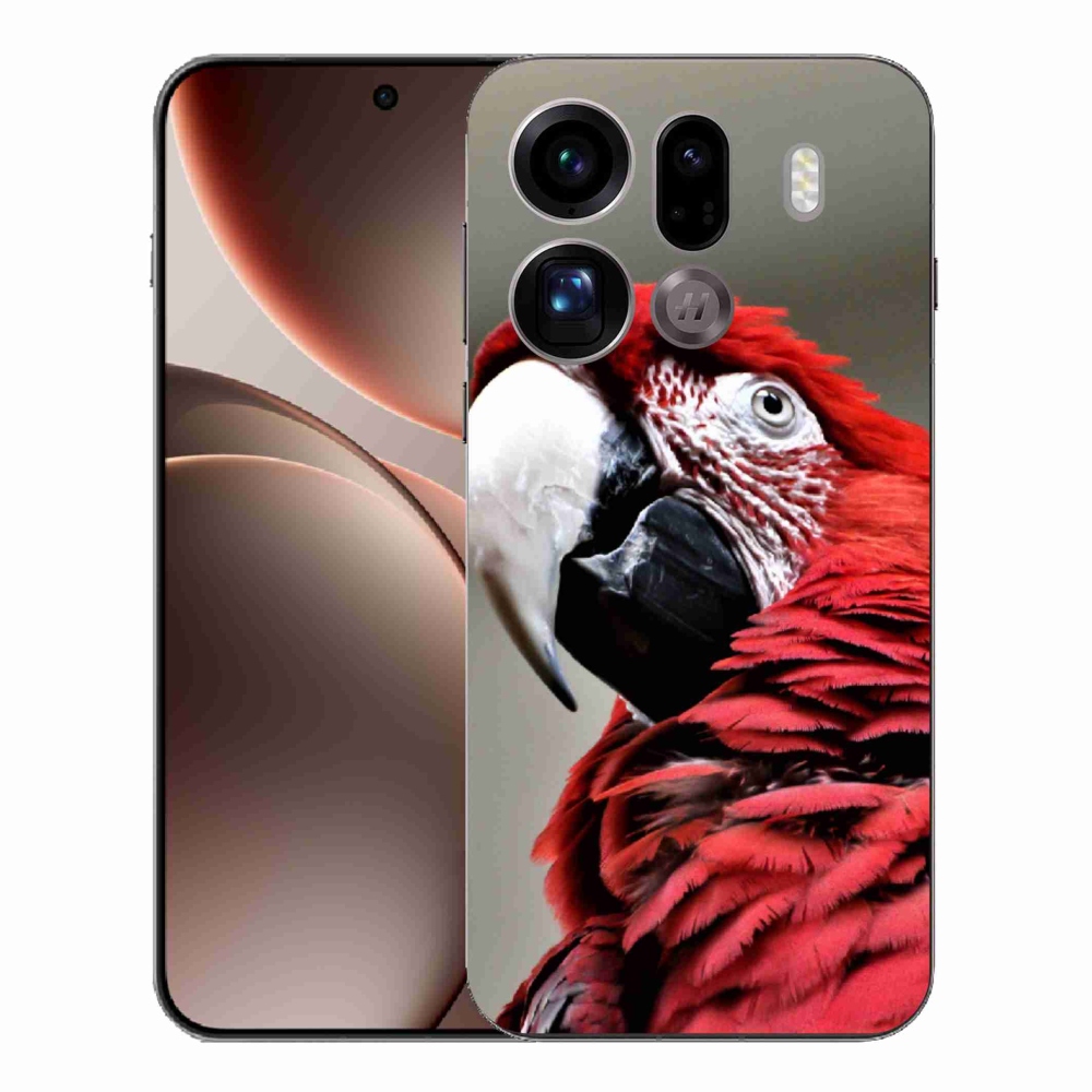 Gélový kryt mmCase na Oppo Find X9 Pro - papagáj ara červený