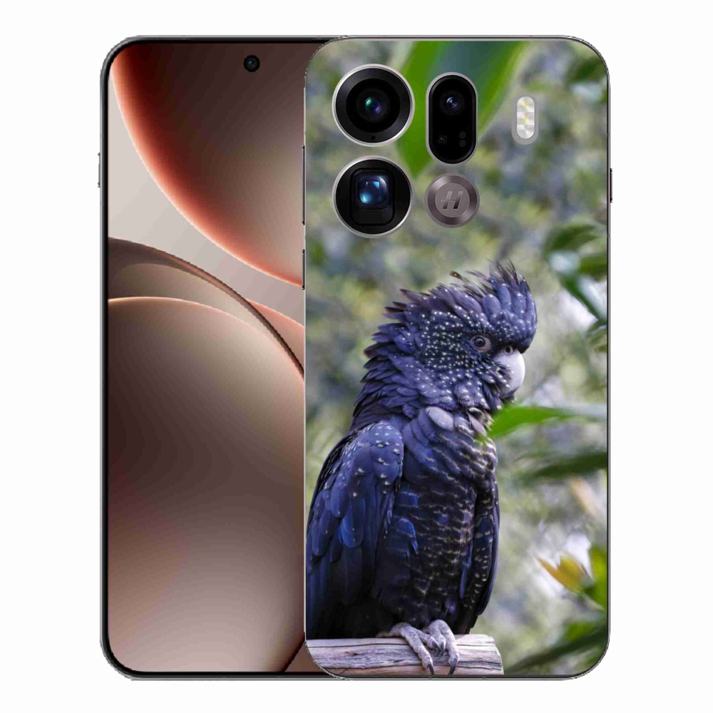 Gélový kryt mmCase na Oppo Find X9 Pro - papagáj kakadu čierny