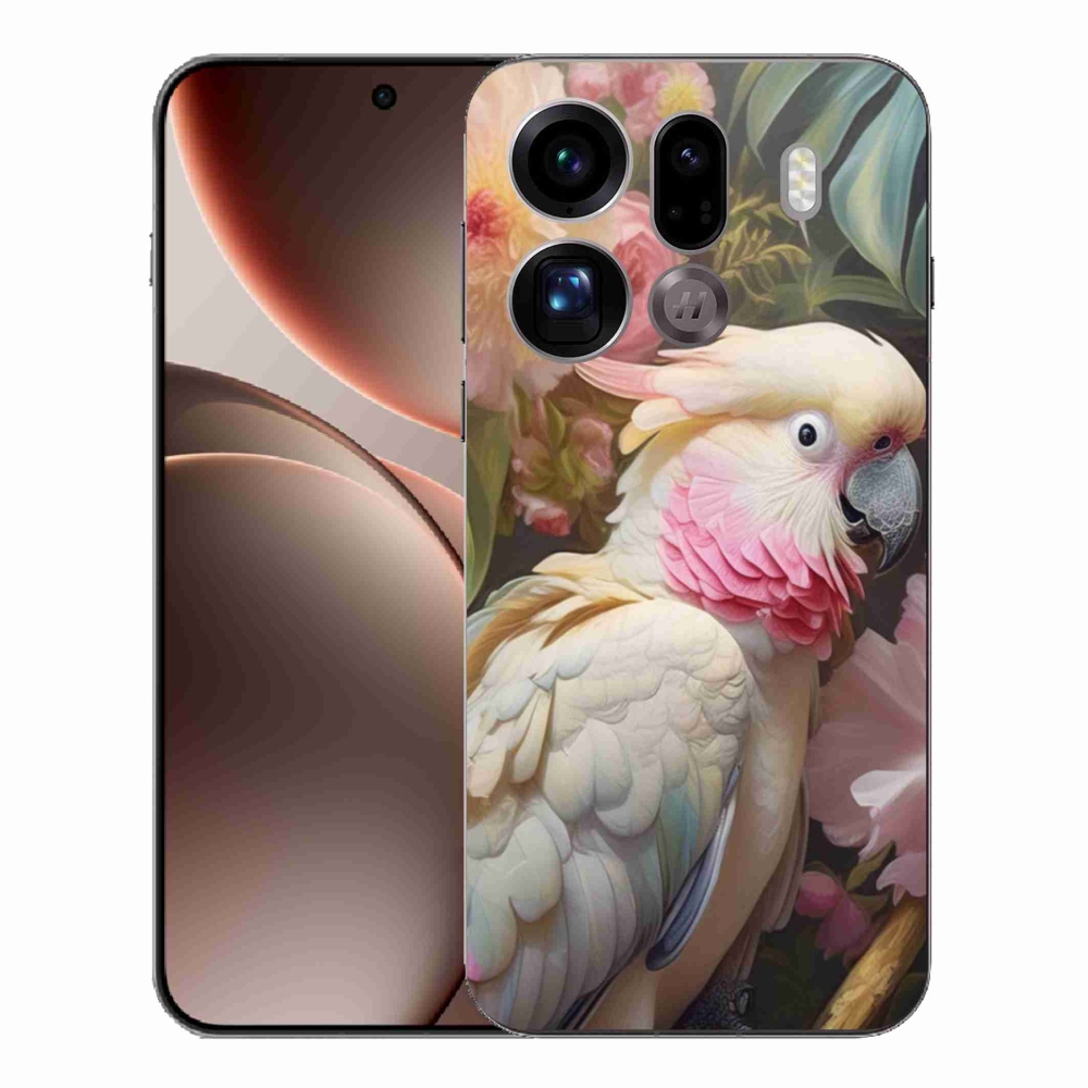 Gélový kryt mmCase na Oppo Find X9 Pro - papagáj kakadu ružový 2