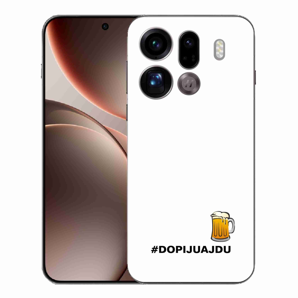 Gélový kryt mmCase na Oppo Find X9 Pro - pivný motív 1 biele pozadie