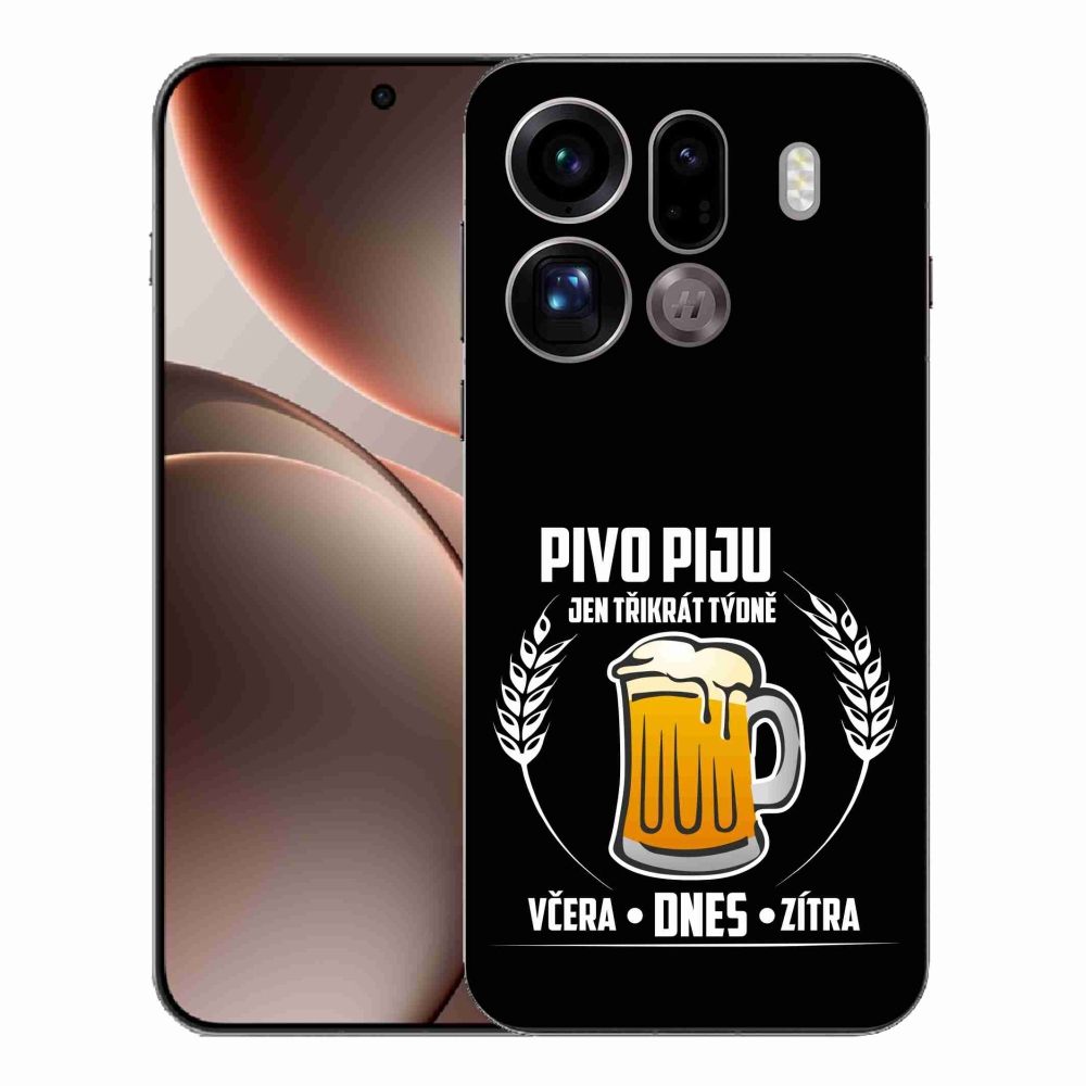 Gélový kryt mmCase na Oppo Find X9 Pro - pivný motív čierne pozadie