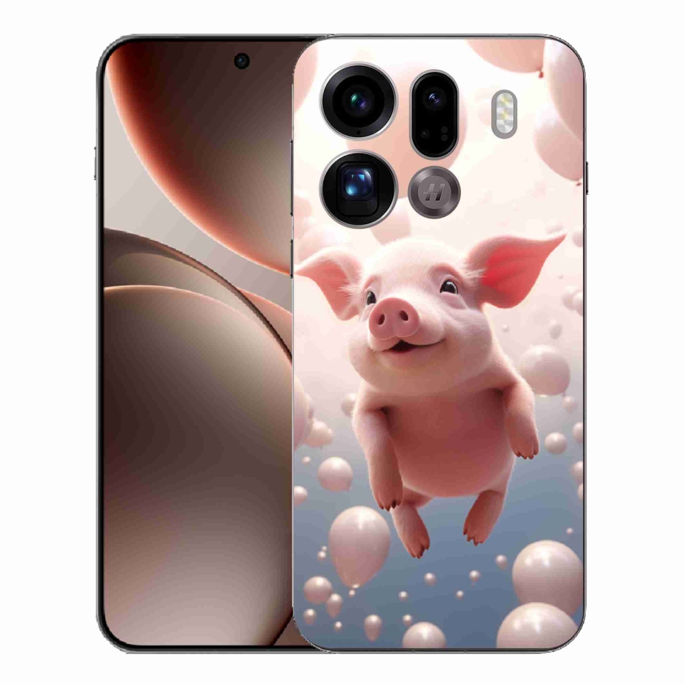 Gélový kryt mmCase na Oppo Find X9 Pro - prasiatko s balónikmi