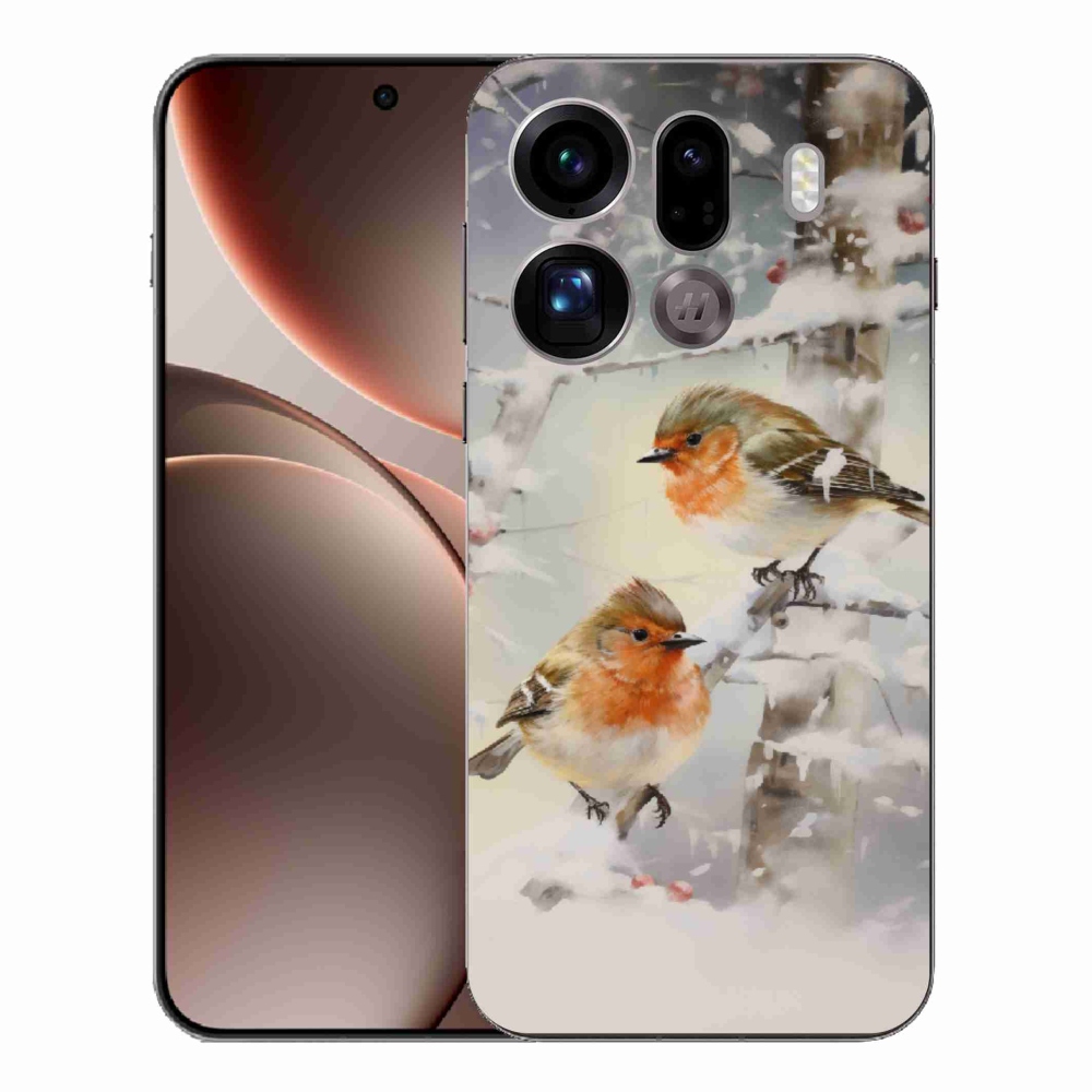 Gélový kryt mmCase na Oppo Find X9 Pro - vtáčiky v zime