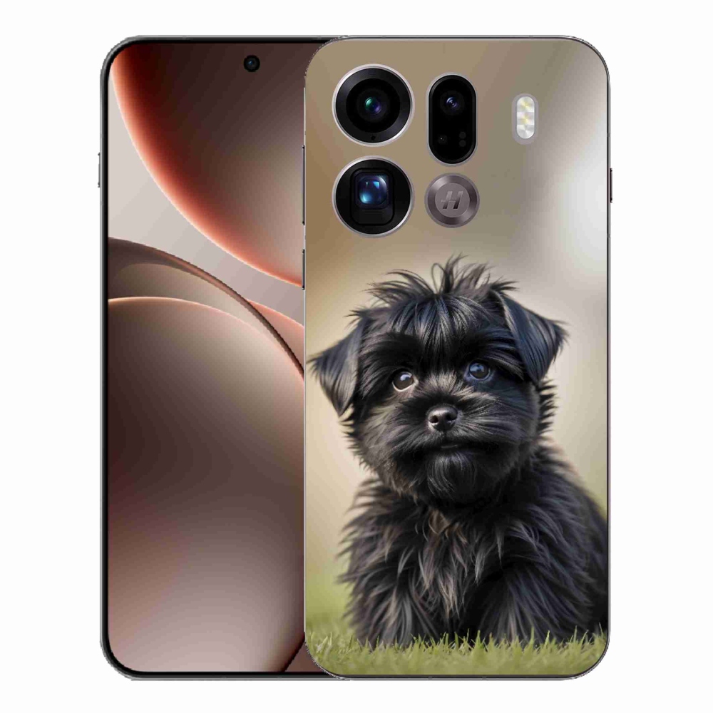 Gélový kryt mmCase na Oppo Find X9 Pro - roztomilý čierny psík
