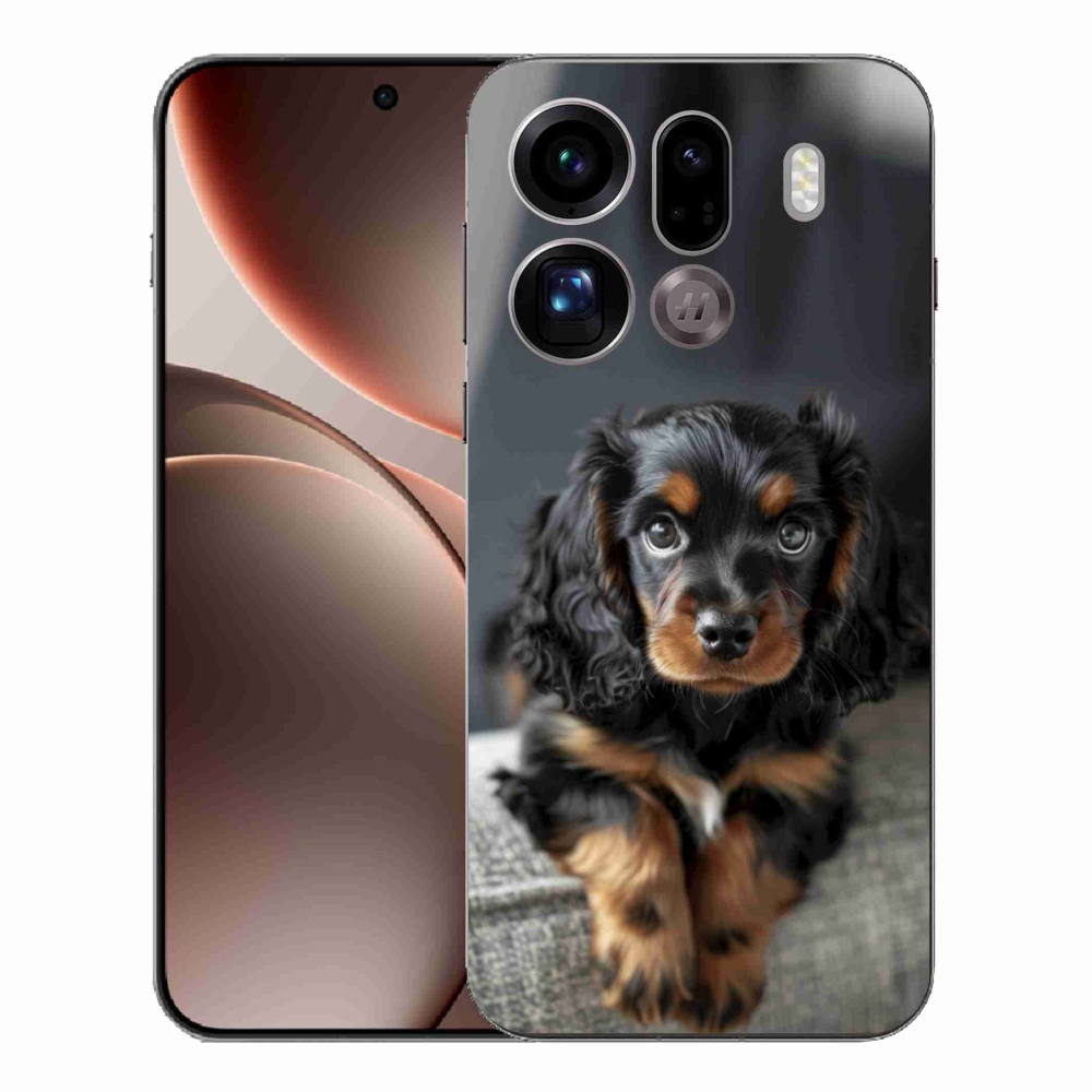 Gélový kryt mmCase na Oppo Find X9 Pro - roztomilý dlhosrstý jazvečík