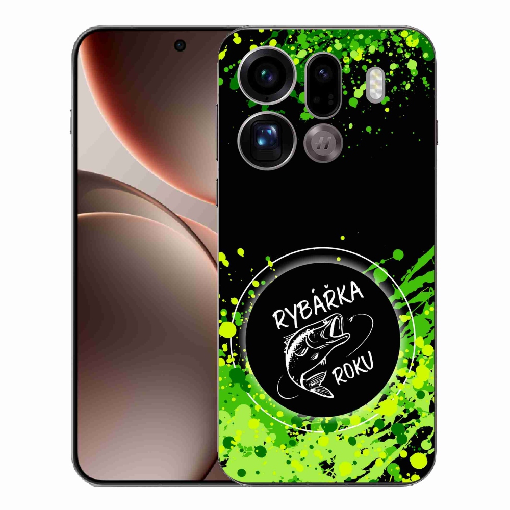 Gélový kryt mmCase na Oppo Find X9 Pro - rybárka roku čierne pozadie