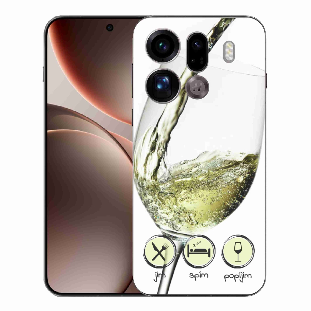 Gélový kryt mmCase na Oppo Find X9 Pro - pohár vína bielej