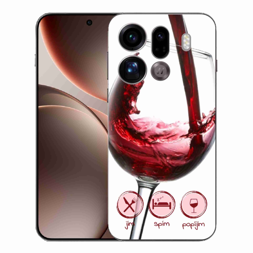 Gélový kryt mmCase na Oppo Find X9 Pro - pohár vína červené