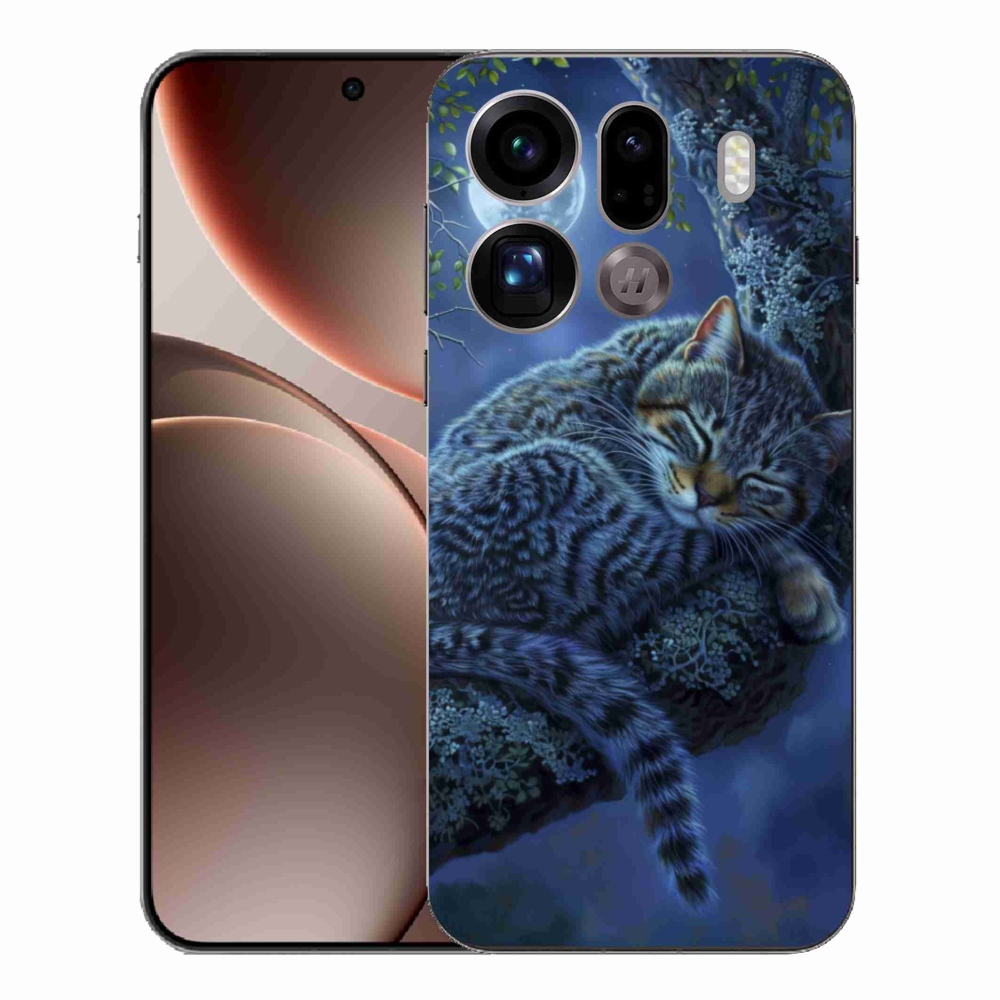Gélový kryt mmCase na Oppo Find X9 Pro - spiaca mačka