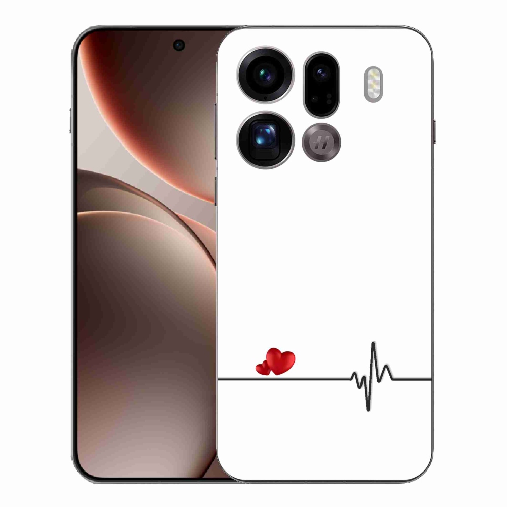 Gélový kryt mmCase na Oppo Find X9 Pro - srdce a tep biele pozadie