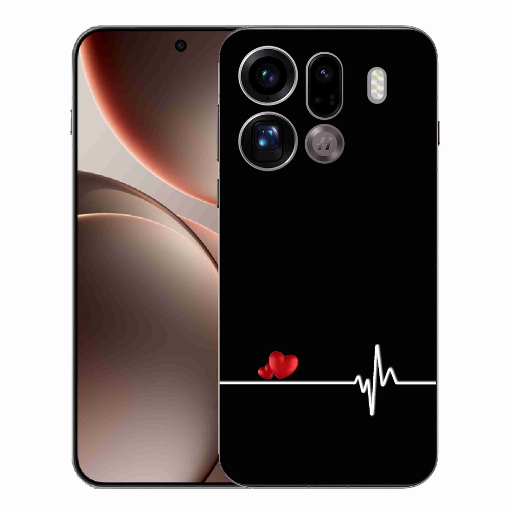 Gélový kryt mmCase na Oppo Find X9 Pro - srdce a tep čierne pozadie