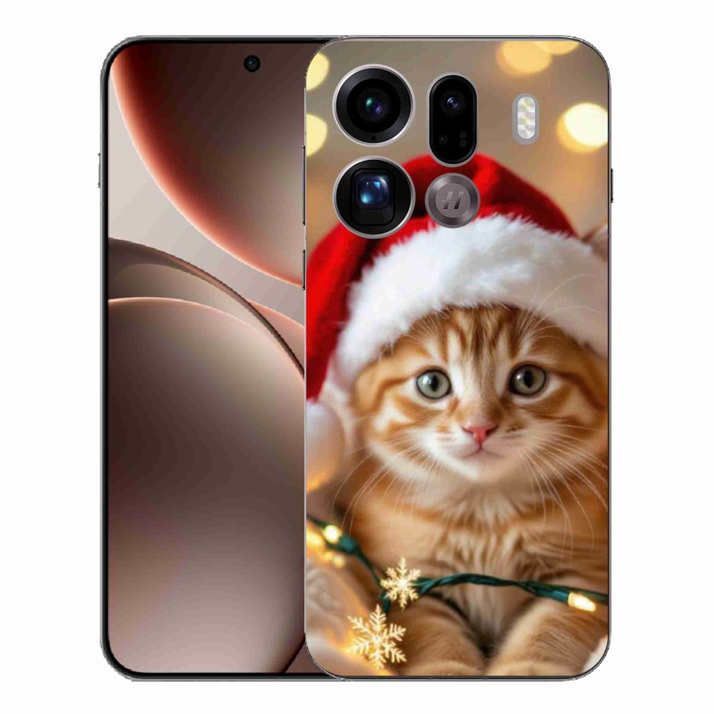 Gélový kryt mmCase na Oppo Find X9 Pro - vianočné mačiatko