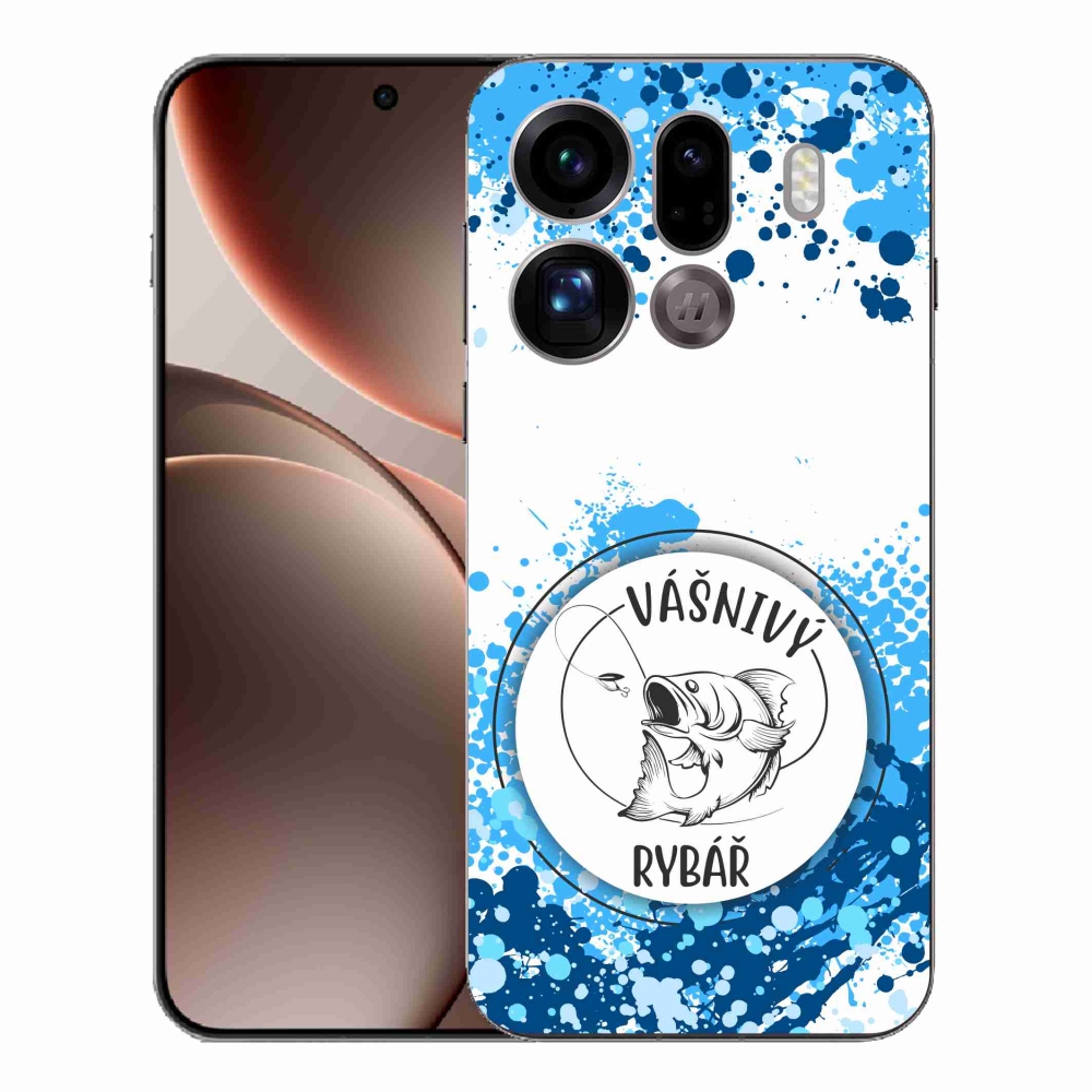 Gélový kryt mmCase na Oppo Find X9 Pro - vášnivý rybár biele pozadie