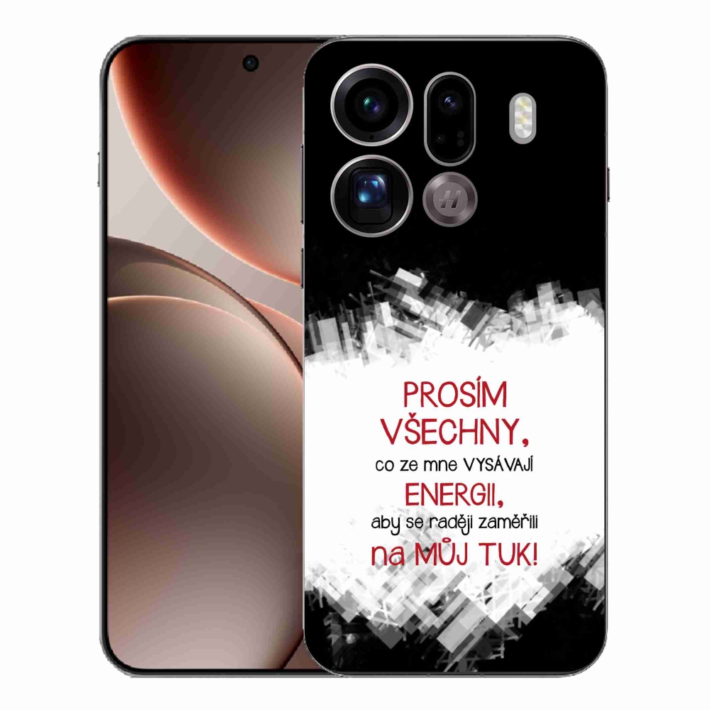 Gélový kryt mmCase na Oppo Find X9 Pro - vtipný text 1 červený
