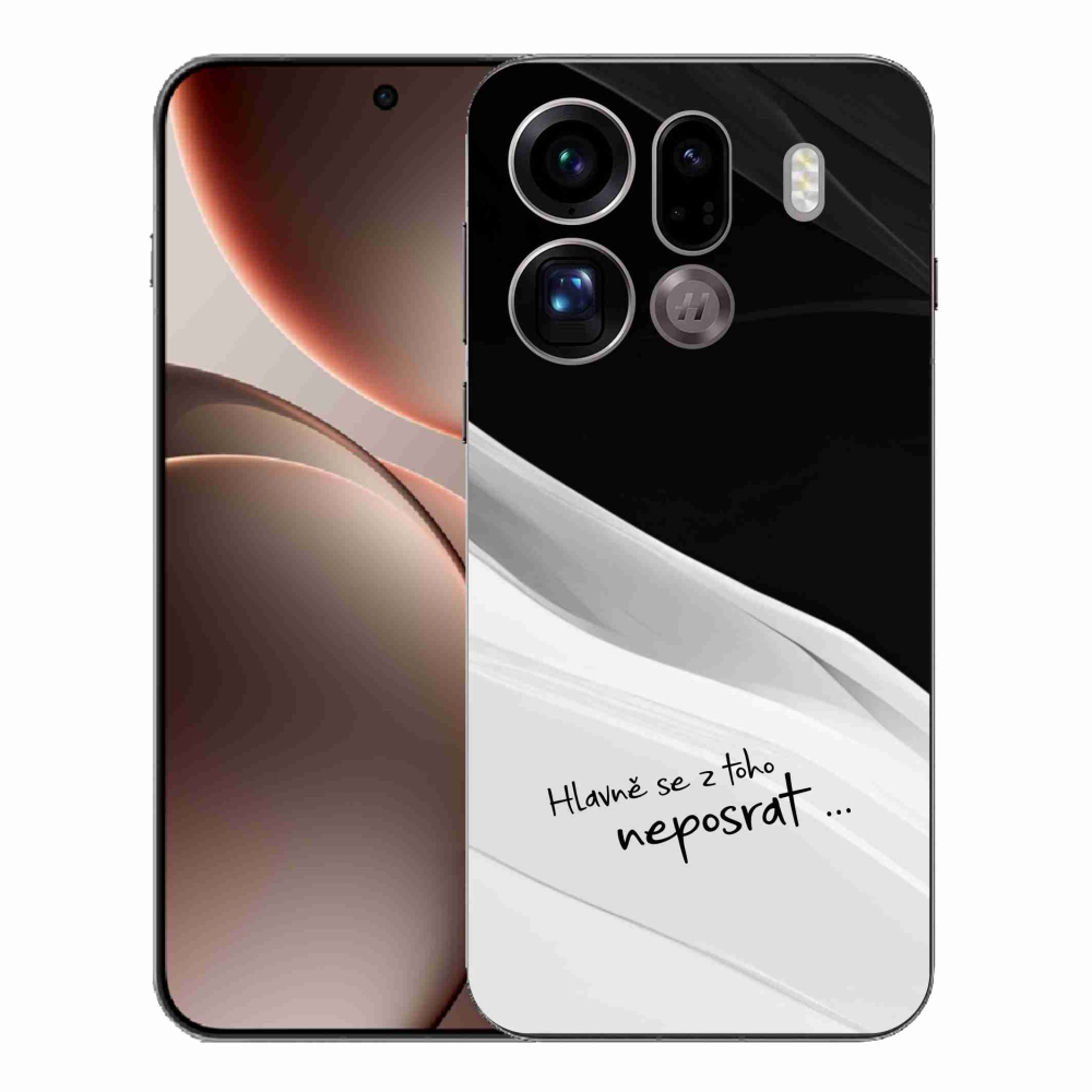 Gélový kryt mmCase na Oppo Find X9 Pro - vtipný text 13 bieločierne pozadie