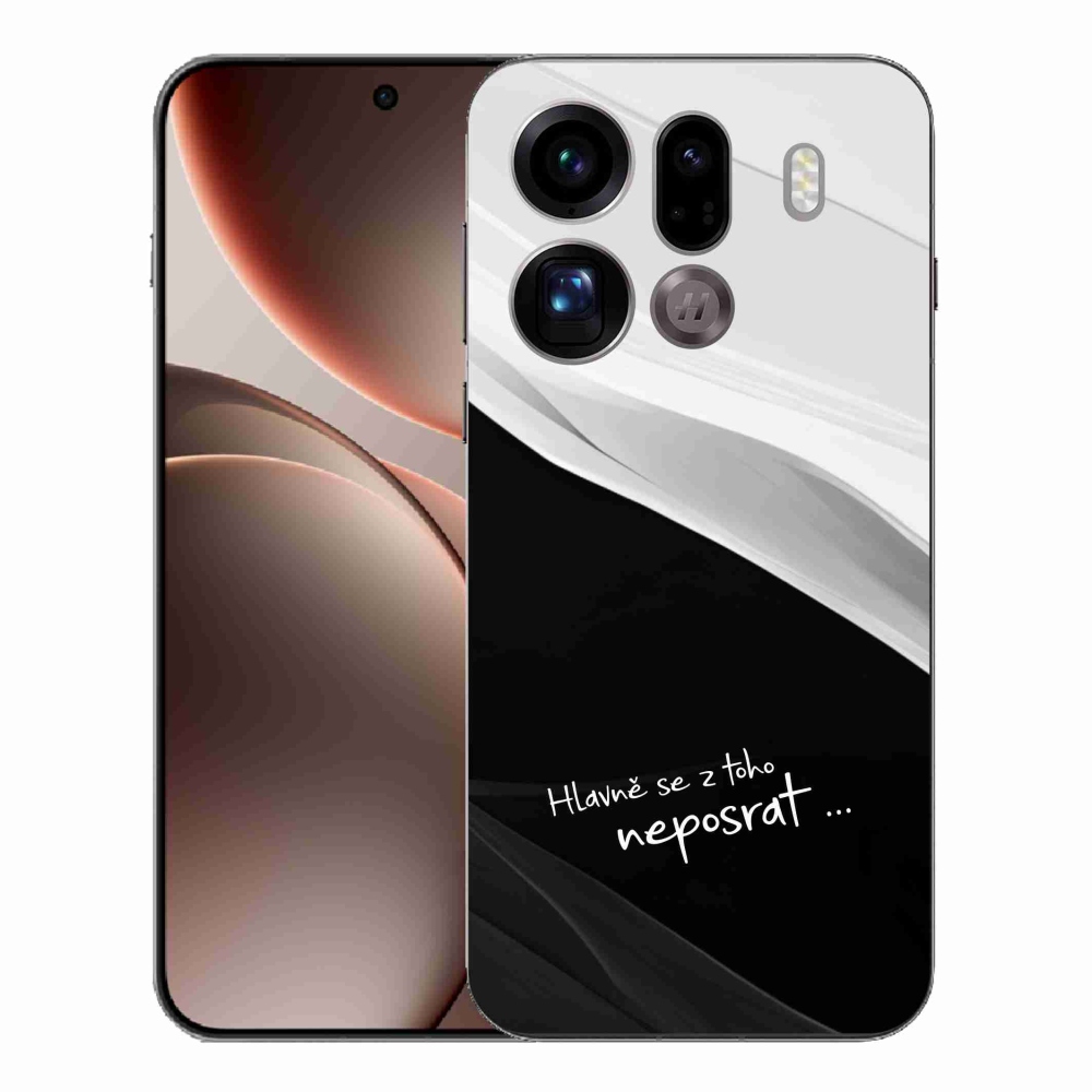 Gélový kryt mmCase na Oppo Find X9 Pro - vtipný text 13 čiernobiele pozadie