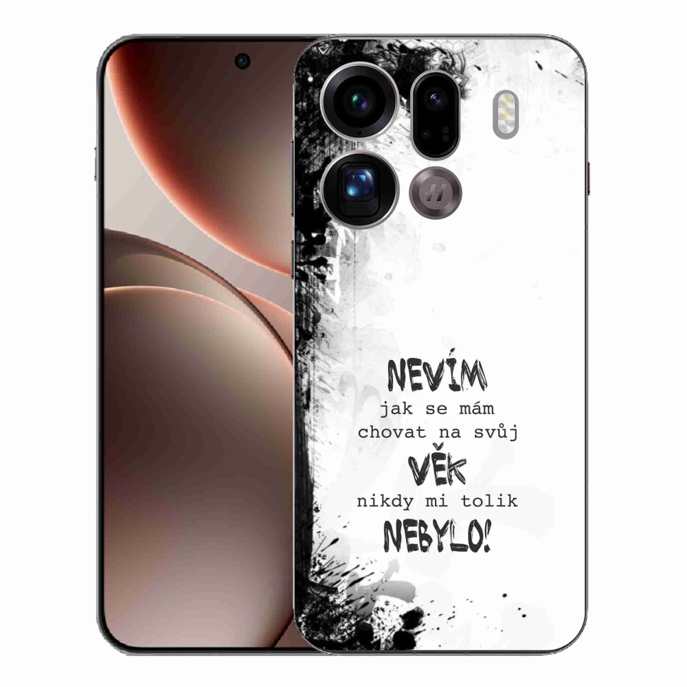 Gélový kryt mmCase na Oppo Find X9 Pro - vtipný text 14 biele pozadie