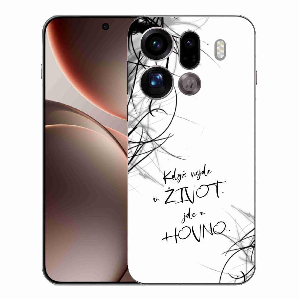 Gélový kryt mmCase na Oppo Find X9 Pro - vtipný text 16 biele pozadie