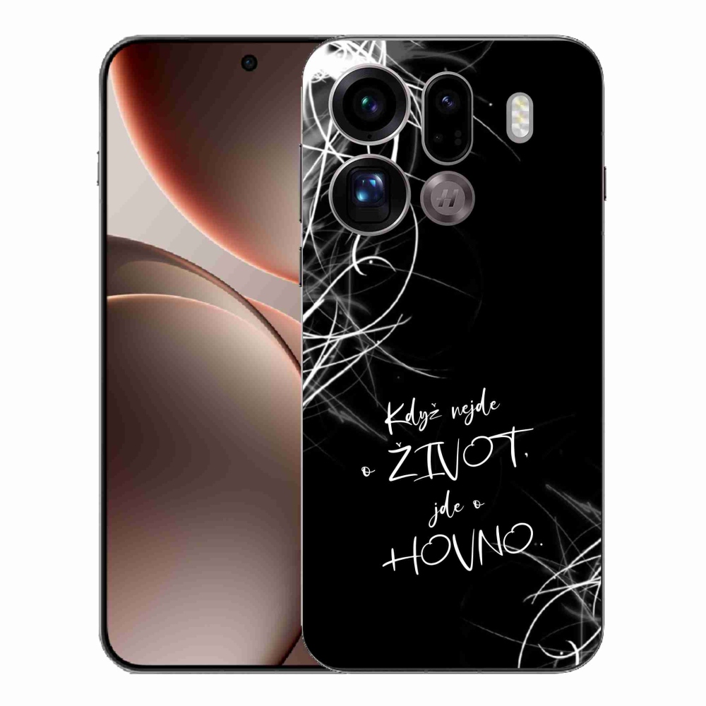 Gélový kryt mmCase na Oppo Find X9 Pro - vtipný text 16 čierne pozadie