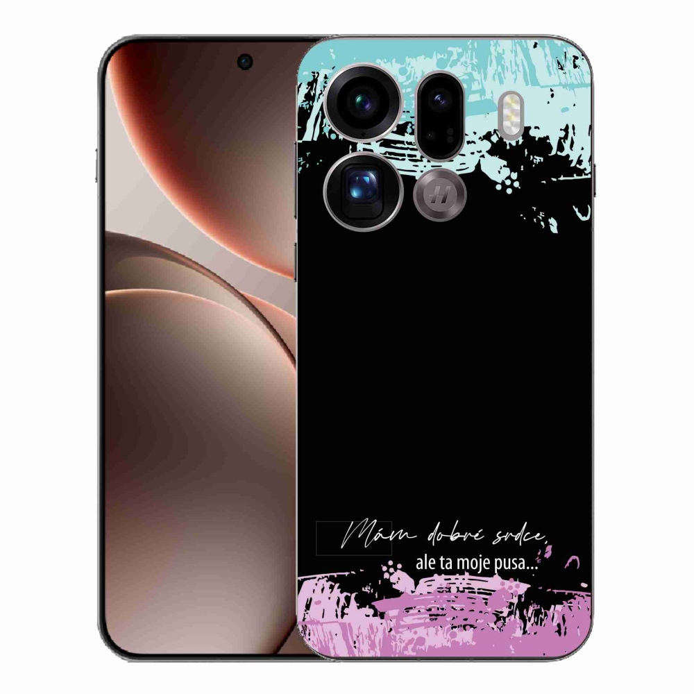 Gélový kryt mmCase na Oppo Find X9 Pro - vtipný text 3 čierne pozadie