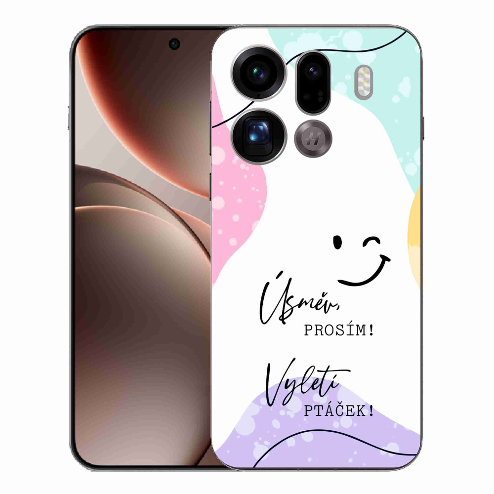Gélový kryt mmCase na Oppo Find X9 Pro - vtipný text 4 biele pozadie