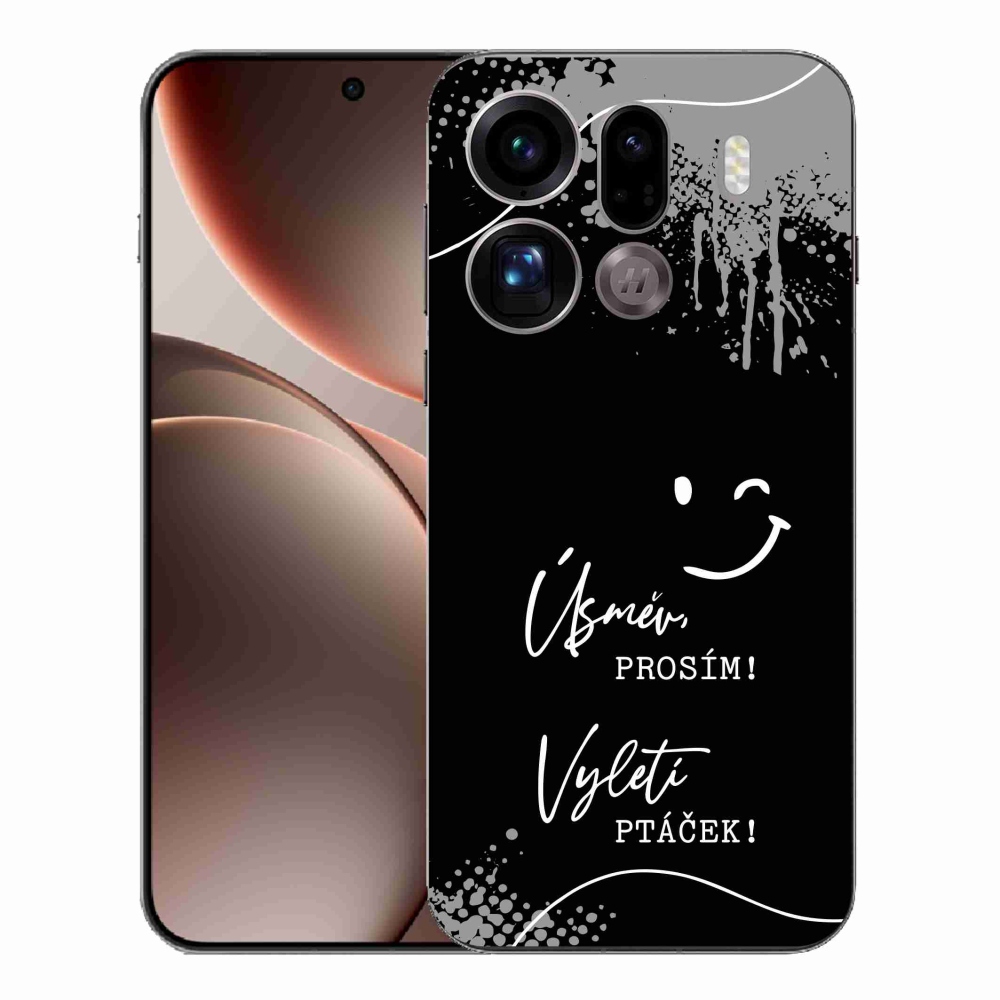 Gélový kryt mmCase na Oppo Find X9 Pro - vtipný text 4 čierne pozadie
