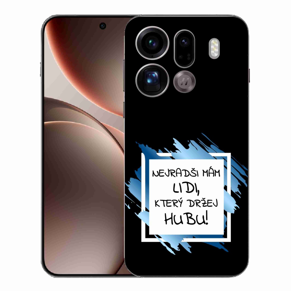 Gélový kryt mmCase na Oppo Find X9 Pro - vtipný text 7 bieločierne pozadie