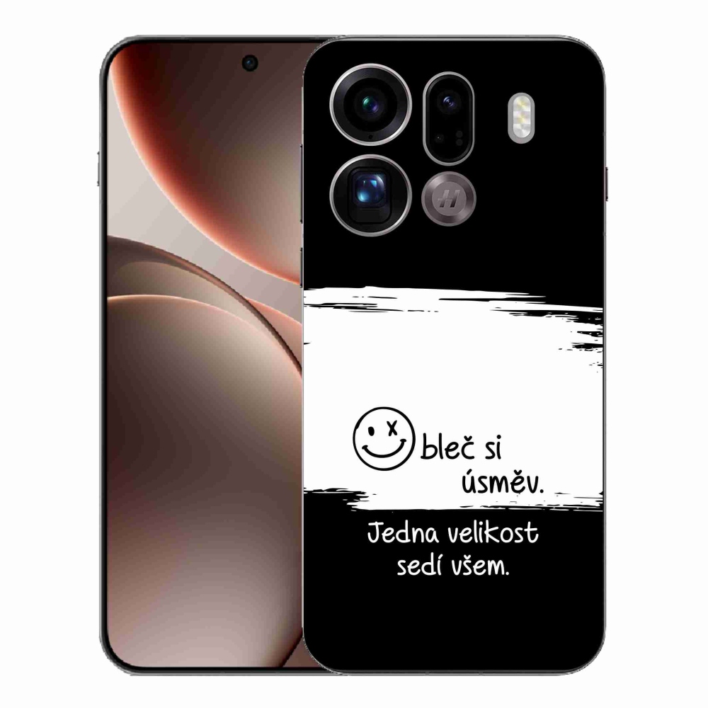 Gélový kryt mmCase na Oppo Find X9 Pro - vtipný text 8 bieločierne pozadie