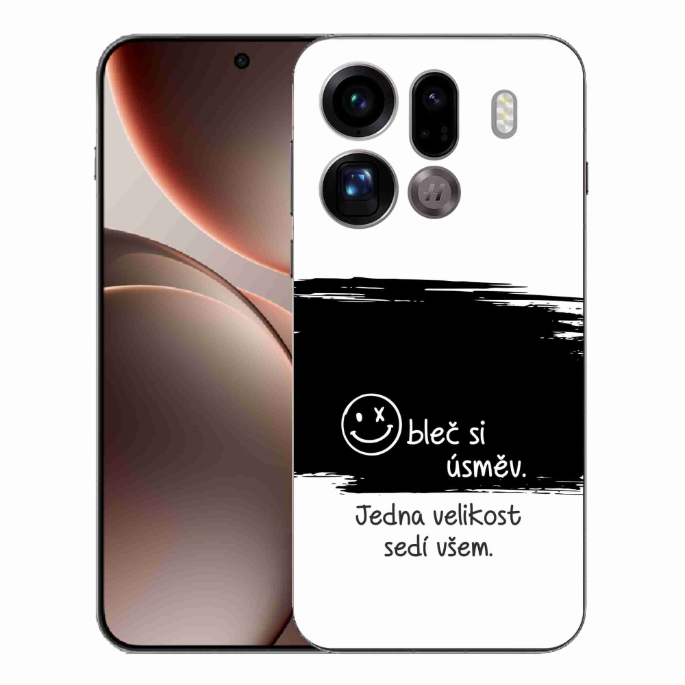 Gélový kryt mmCase na Oppo Find X9 Pro - vtipný text 8 čiernobiele pozadie