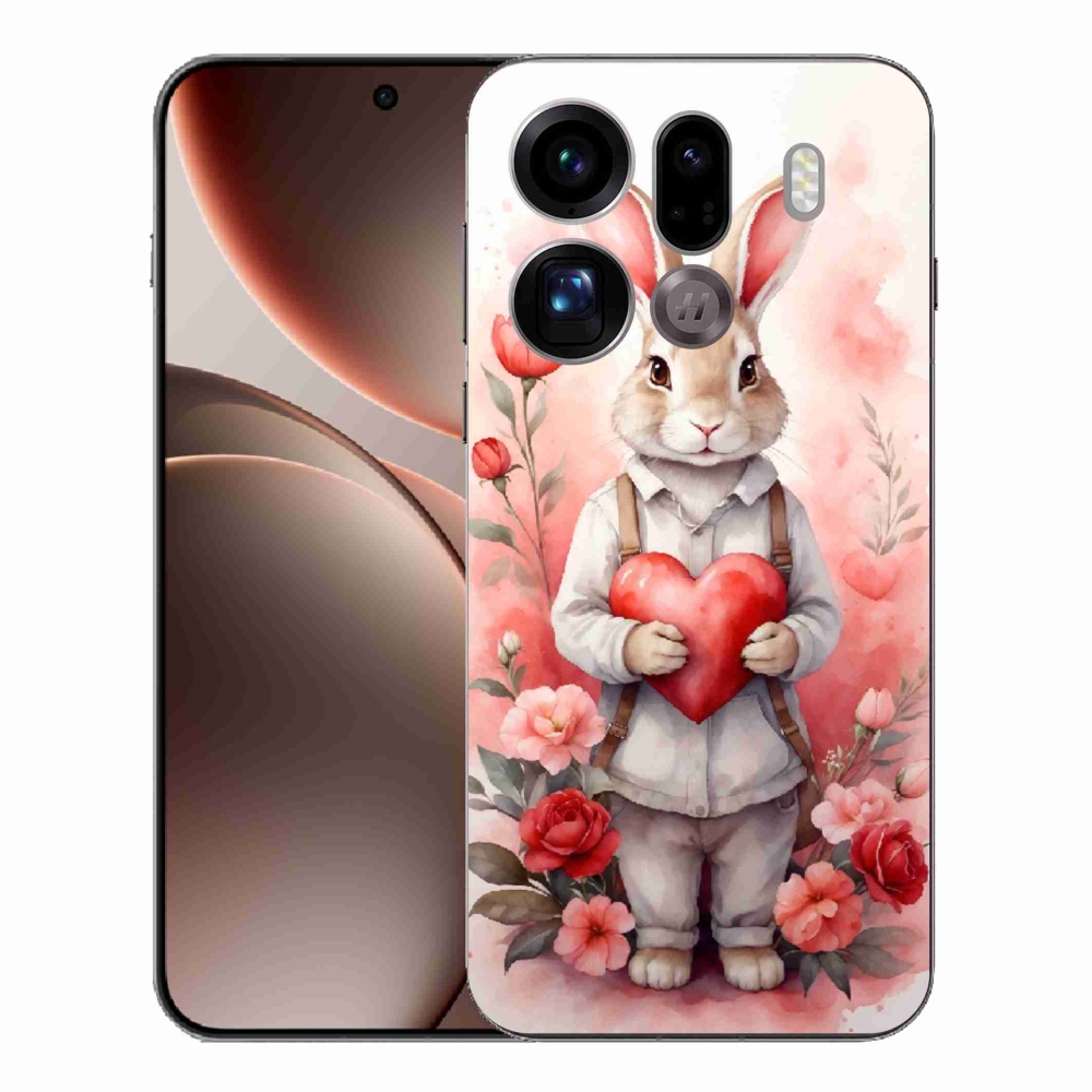 Gélový kryt mmCase na Oppo Find X9 Pro - zajac so srdiečkom