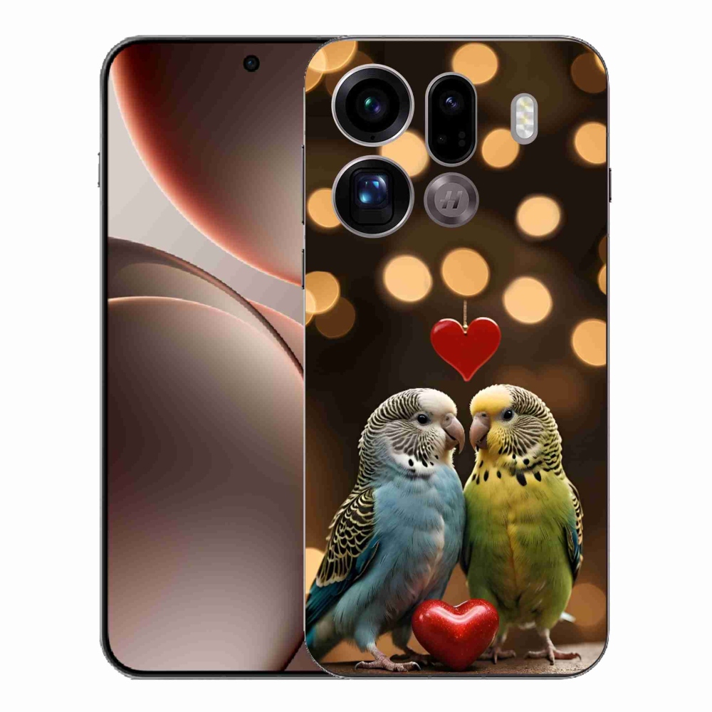 Gélový kryt mmCase na Oppo Find X9 Pro - zamilovaní papagáje