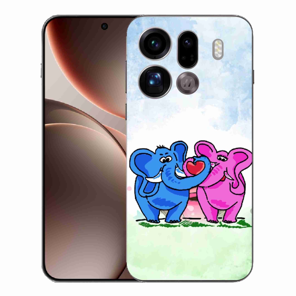 Gélový kryt mmCase na Oppo Find X9 Pro - zamilovaní slony