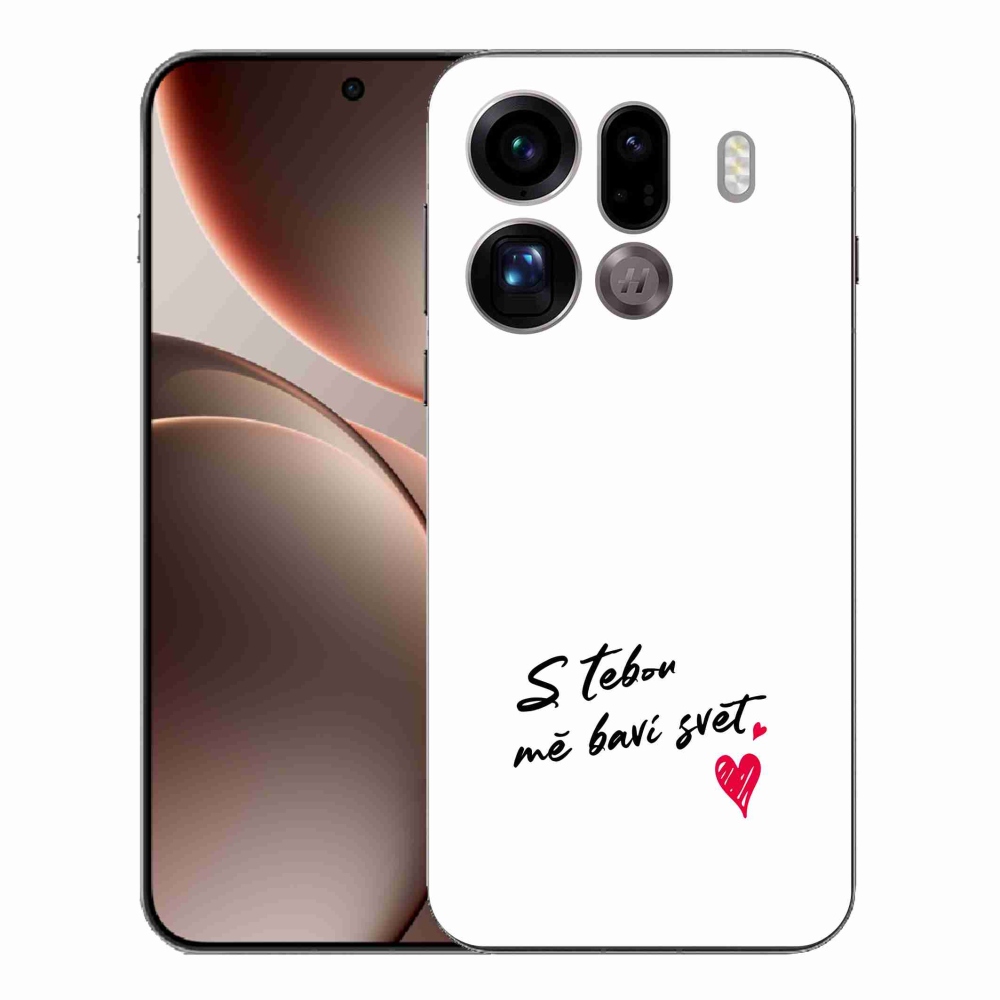Gélový kryt mmCase na Oppo Find X9 Pro - zamilovaný text 1 biele pozadie