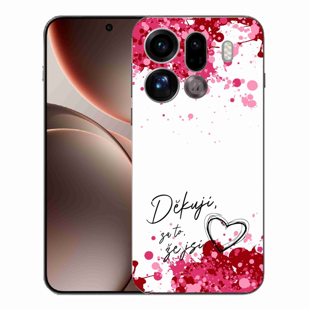 Gélový kryt mmCase na Oppo Find X9 Pro - zamilovaný text 2 biele pozadie