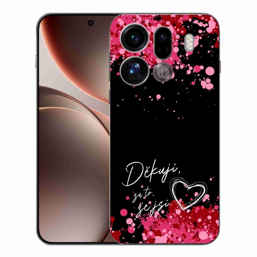 Gélový kryt mmCase na Oppo Find X9 Pro - zamilovaný text 2 čierne pozadie