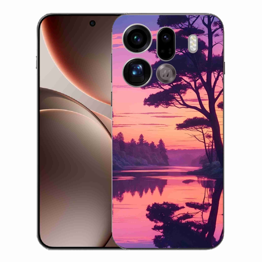 Gélový kryt mmCase na Oppo Find X9 Pro - západ slnka nad jazerom