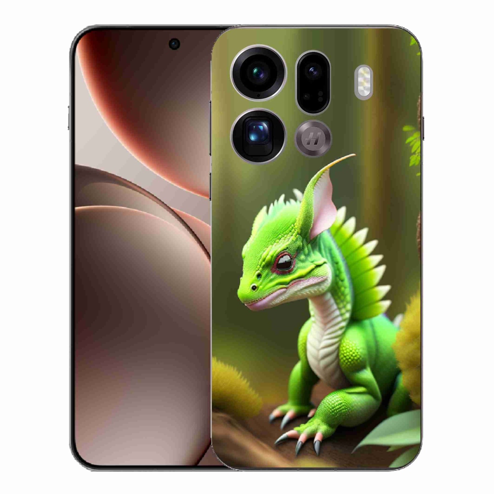 Gélový kryt mmCase na Oppo Find X9 Pro - zelený dráčik