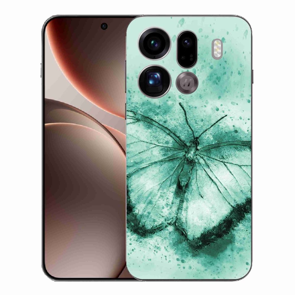 Gélový kryt mmCase na Oppo Find X9 Pro - zelený motýľ