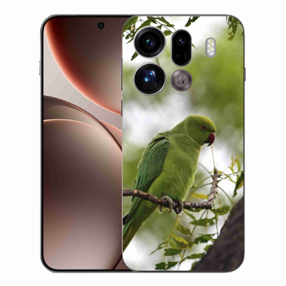 Gélový kryt mmCase na Oppo Find X9 Pro - zelený papagáj