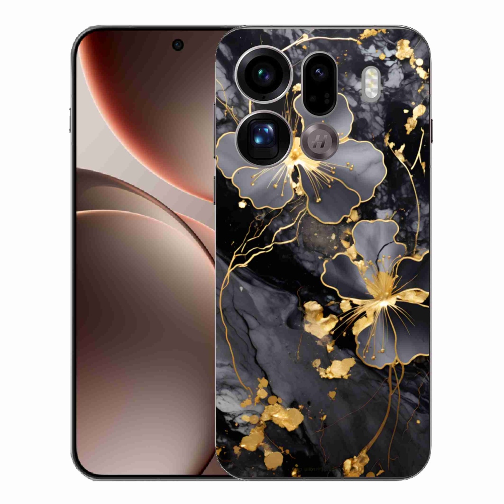 Gélový kryt mmCase na Oppo Find X9 Pro - zlaté kvety