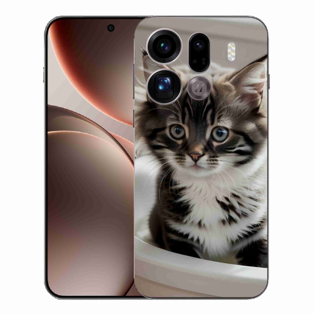 Gélový kryt mmCase na Oppo Find X9 Pro - zvedavé mačiatko