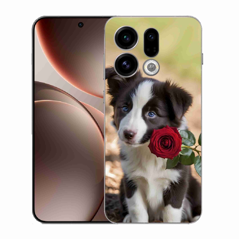 Gélový kryt mmCase na Oppo Find X9 - roztomilá border kólia s ružou