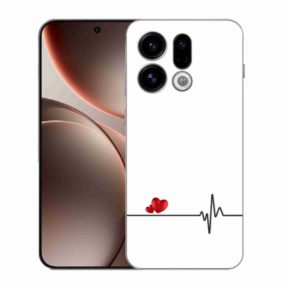Gélový kryt mmCase na Oppo Find X9 - srdce a tep biele pozadie