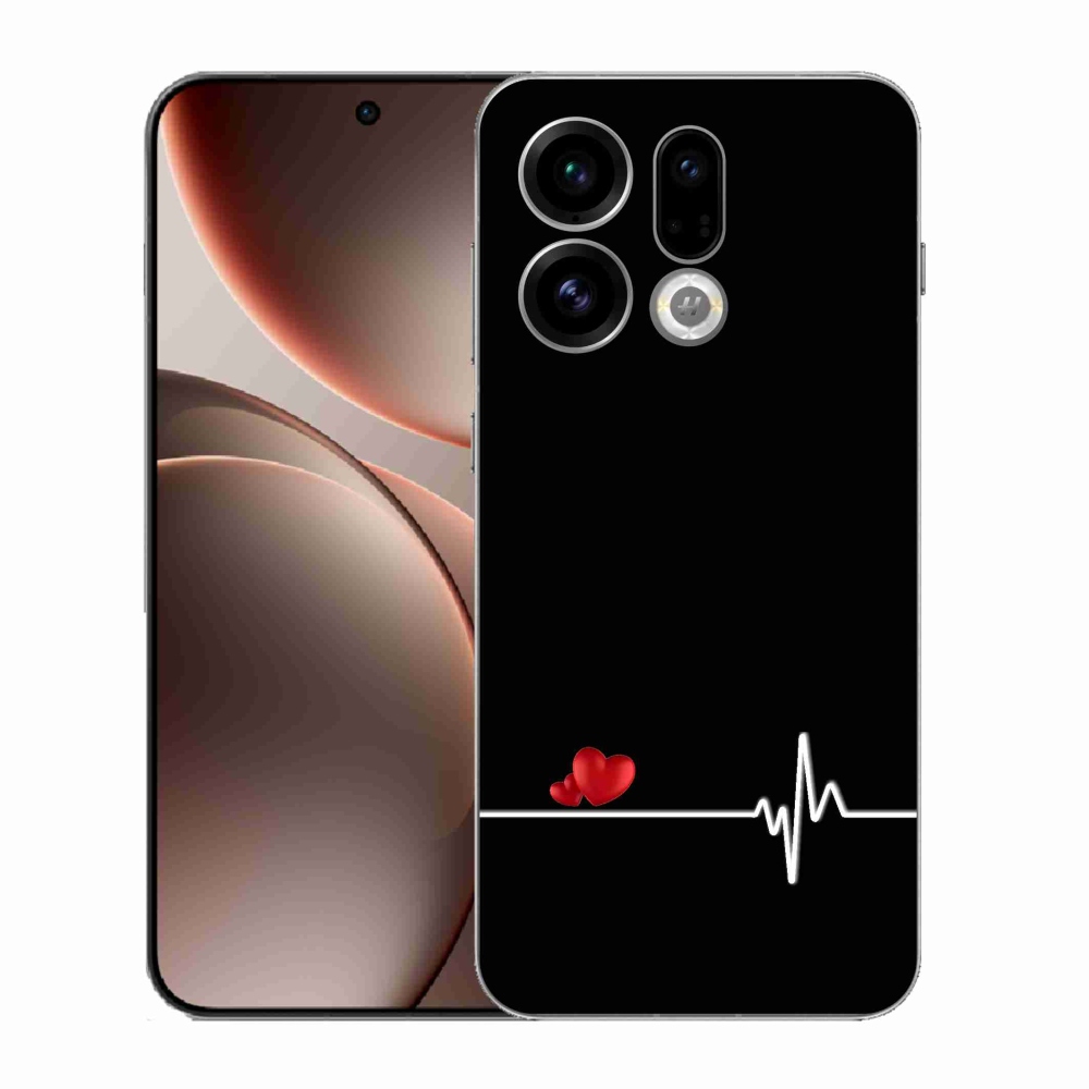 Gélový kryt mmCase na Oppo Find X9 - srdce a tep čierne pozadie