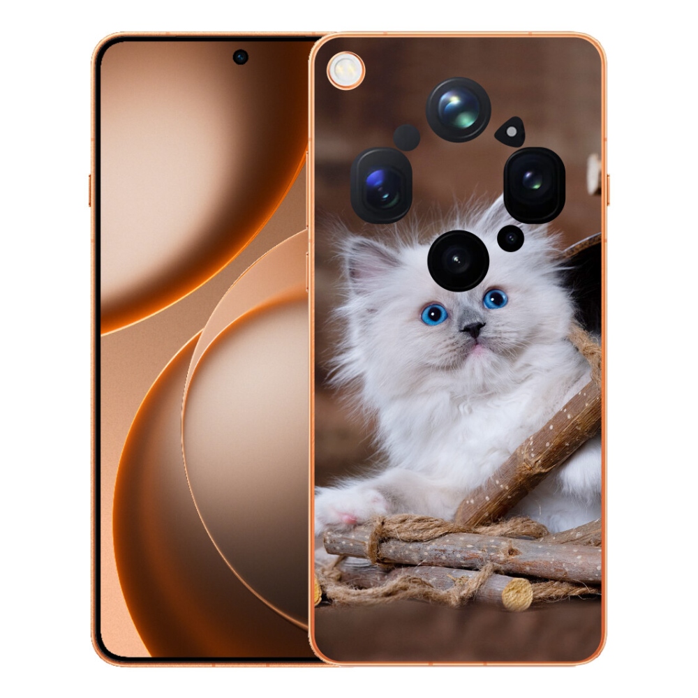 Gélový kryt mmCase na Oppo Find X9 Ultra - biele mačiatko