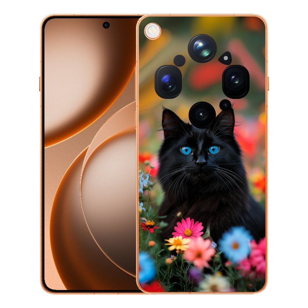 Gélový kryt mmCase na Oppo Find X9 Ultra - čierne mačiatko 4