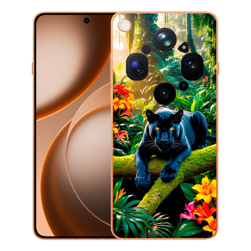 Gélový kryt mmCase na Oppo Find X9 Ultra - čierny panter v džungli