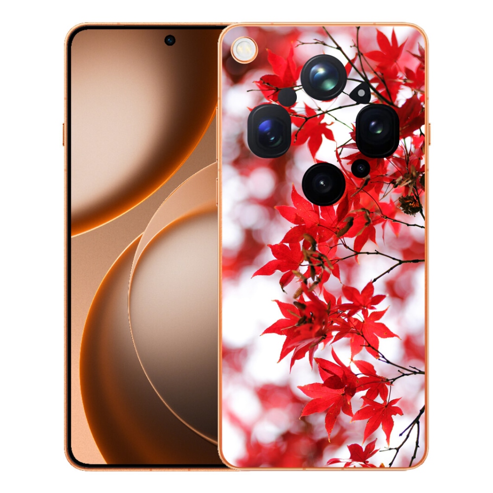 Gélový kryt mmCase na Oppo Find X9 Ultra - červené listy