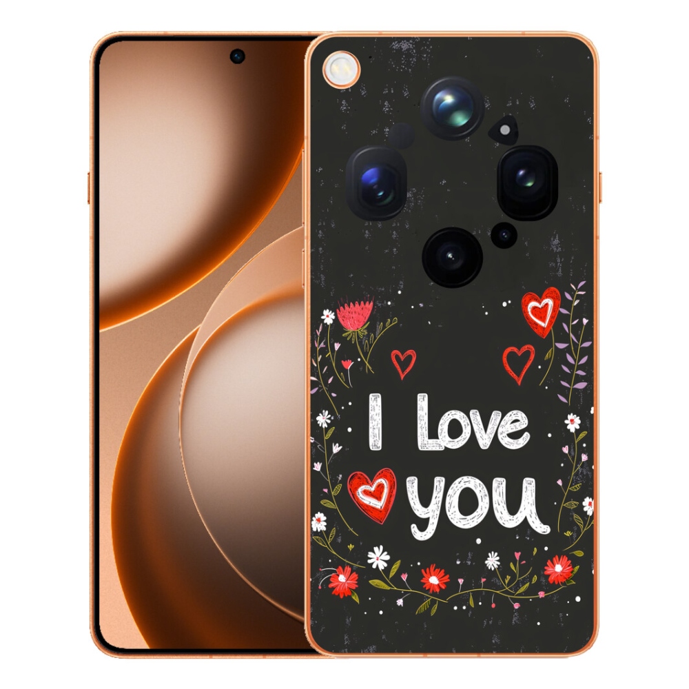 Gélový kryt mmCase na Oppo Find X9 Ultra - I love you čierne pozadie